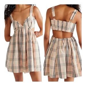 Free People Bridget Plaid Cut Out Mini Dress